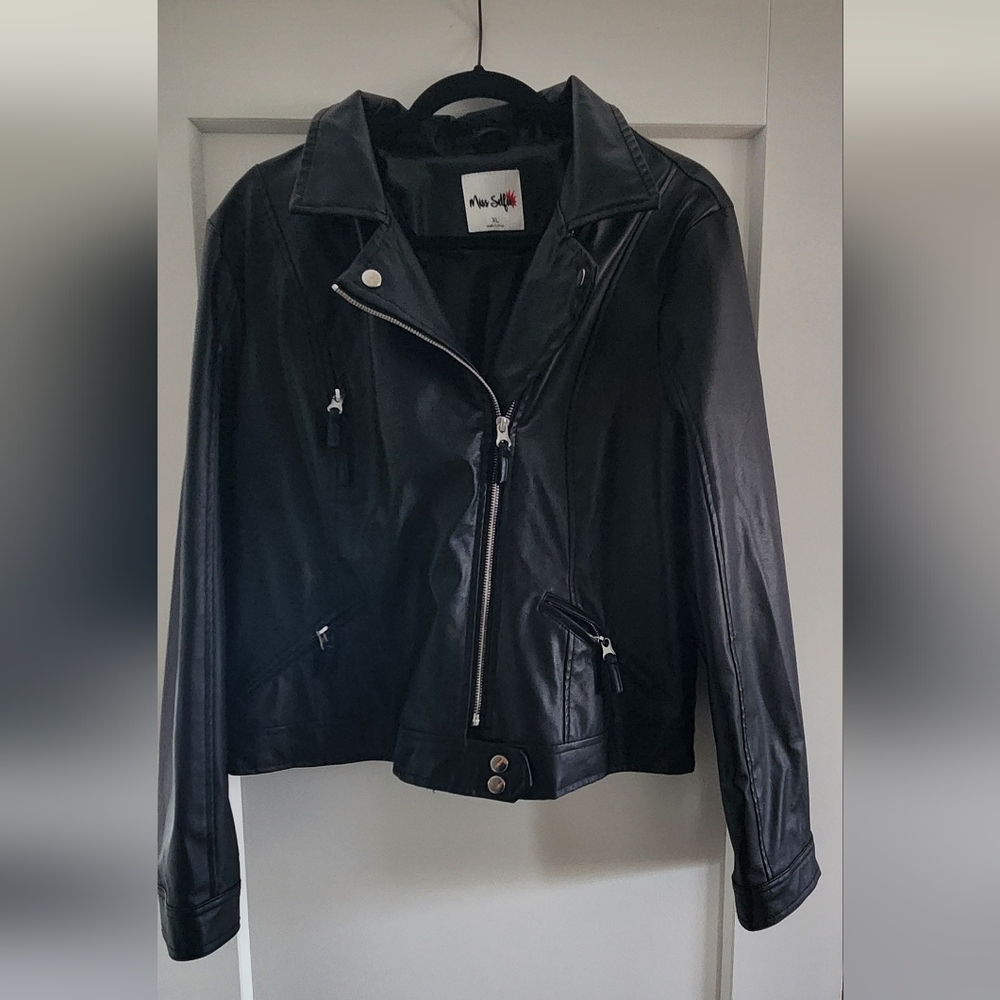 Black Faux Leather Moto Jacket